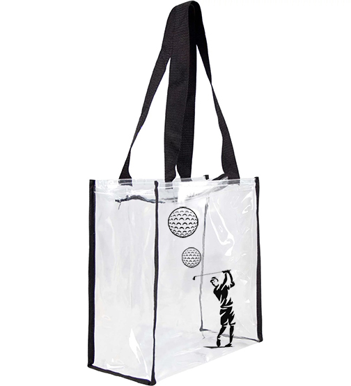 Custom Clear PVC Tote Bag – Stadium Approved, Weatherproof, and Spacious - BLACK