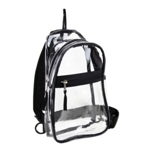 Custom Clear Sling Bag with Color Trim – Stadium Approved, Crossbody Design, and Multi-Compartment Storage - BLACK