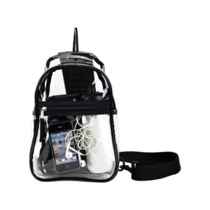 Custom Clear Sling Bag with Color Trim – Stadium Approved, Crossbody Design, and Multi-Compartment Storage - BLACK