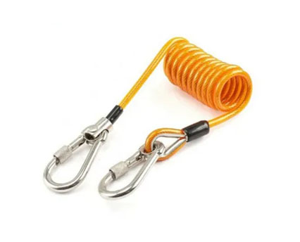 Retractable Stainless Steel Coiled Wire Fishing Lanyard – Heavy-Duty PVC-Coated with Lobster Claw or Carabiner Clips