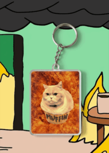 Acrylic Double-sided Custom Pet Portrait Charm Keychain With Stainless Steel Keyring