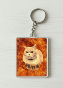 Acrylic Double-sided Custom Pet Portrait Charm Keychain With Stainless Steel Keyring