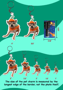 Acrylic Double-sided Custom Full/Partial Body Pet Cut-out Charm Keychain With Stainless Steel Keyring