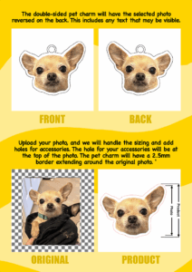 Acrylic Double-sided Custom Pet Face Cut-out Charm Keychain With Stainless Steel Keyring