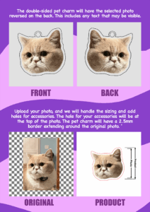 Acrylic Double-sided Custom Pet Face Cut-out Charm Keychain With Carabiner Clip