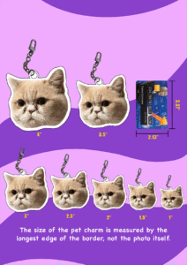 Acrylic Double-sided Custom Pet Face Cut-out Charm Keychain With Carabiner Clip