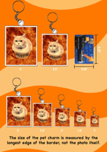 Acrylic Double-sided Custom Pet Portrait Charm Keychain With Stainless Steel Keyring