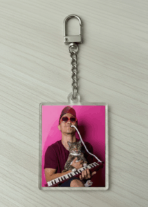 Acrylic Double-sided Custom Pet Portrait Charm Keychain With Carabiner Clip