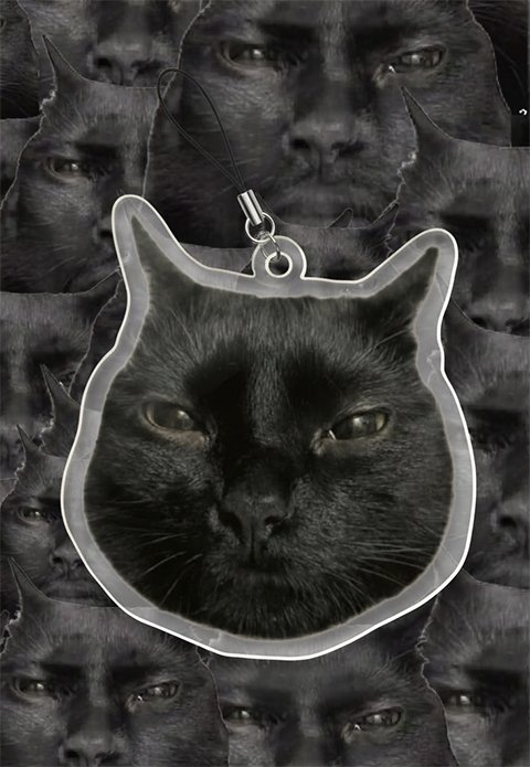 Acrylic Double-sided Custom Pet Face Cut-out Charm Keychain With Universal Cellphone String