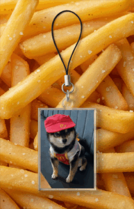 Acrylic Double-sided Custom Pet Portrait Charm Keychain With Universal Cellphone String