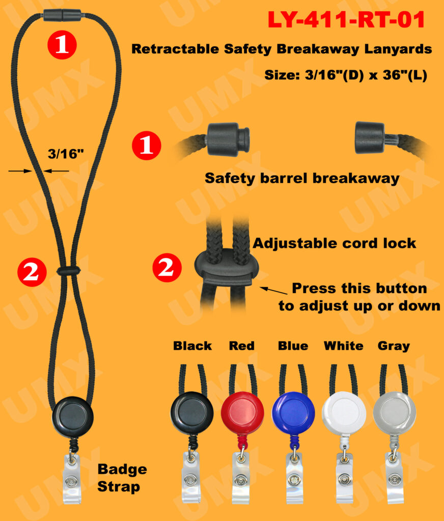 Retractable Safety Cord Lanyard with Badge Straps