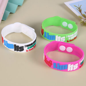 Custom Adjustable Silicone Wristbands with Snap Closure – Plastic or Metal Buttons