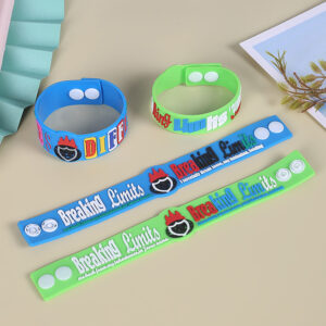 Custom Adjustable Silicone Wristbands with Snap Closure – Plastic or Metal Buttons