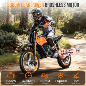 X01 Electric Dirt Bike – 3000W Peak Motor, 48V 20Ah Battery, Hydraulic Brakes, Full Suspension