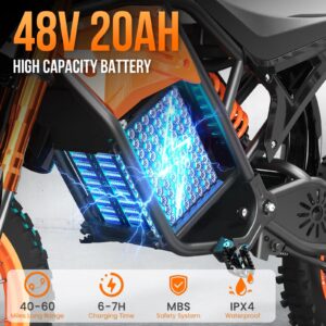 X01 Electric Dirt Bike – 3000W Peak Motor, 48V 20Ah Battery, Hydraulic Brakes, Full Suspension