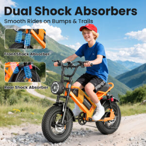 M6 Fat Tire Electric Bike – 500W Motor, 50-60 Mile Range, Full Suspension, 16" x 4" All-Terrain Tires