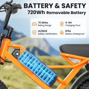 M6 Fat Tire Electric Bike – 500W Motor, 50-60 Mile Range, Full Suspension, 16" x 4" All-Terrain Tires