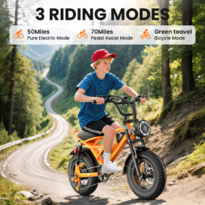 M6 Fat Tire Electric Bike – 500W Motor, 50-60 Mile Range, Full Suspension, 16" x 4" All-Terrain Tires