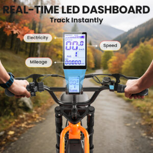 M6 Fat Tire Electric Bike – 500W Motor, 50-60 Mile Range, Full Suspension, 16" x 4" All-Terrain Tires