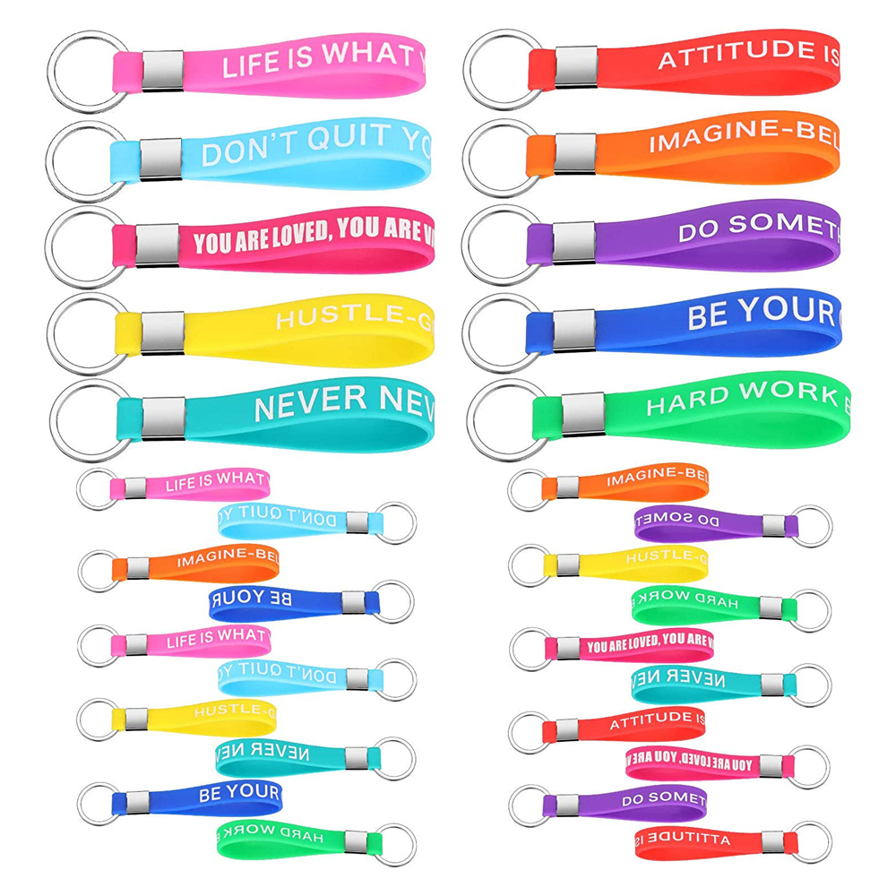 Custom Silicone Wristband Keychain with Metal Split Ring
