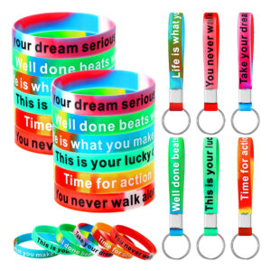 Custom Silicone Wristband Keychain with Metal Split Ring