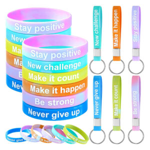 Custom Silicone Wristband Keychain with Metal Split Ring