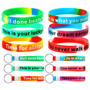 Custom Silicone Wristband Keychain with Metal Split Ring