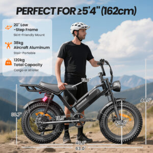 Eilleo M7 Fat Tire Electric Bike – 750W Motor, 720Wh UL-Certified Battery, 20" x 4" Fat Tires, Up to 70 Mile Range