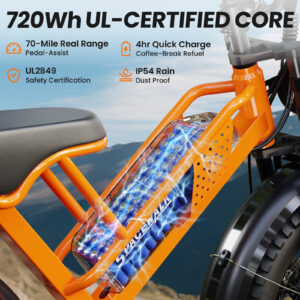 Eilleo M7 Fat Tire Electric Bike – 750W Motor, 720Wh UL-Certified Battery, 20" x 4" Fat Tires, Up to 70 Mile Range