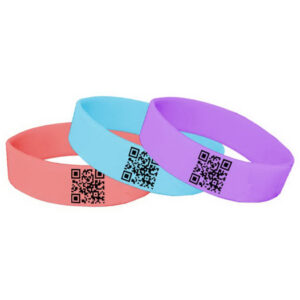 Custom QR Code Silicone Wristbands – Printed Smart Wristbands – 1/2", 3/4" & 1" Wide – MOQ 50