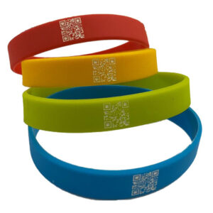 Custom QR Code Silicone Wristbands – Printed Smart Wristbands – 1/2", 3/4" & 1" Wide – MOQ 50