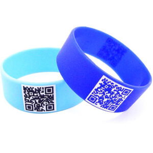 Custom QR Code Silicone Wristbands – Printed Smart Wristbands – 1/2", 3/4" & 1" Wide – MOQ 50