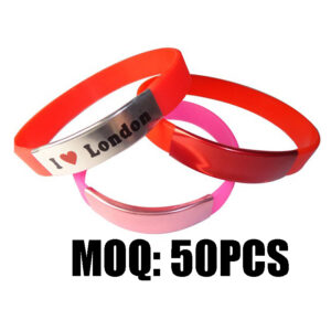 Custom Silicone Wristband with Stainless Steel Metal Plate