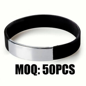 Custom Silicone Wristband with Stainless Steel Metal Plate