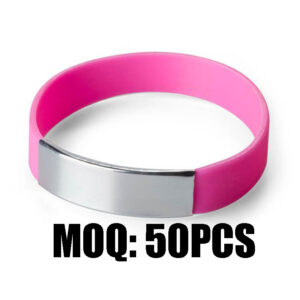 Custom Silicone Wristband with Stainless Steel Metal Plate