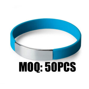 Custom Silicone Wristband with Stainless Steel Metal Plate
