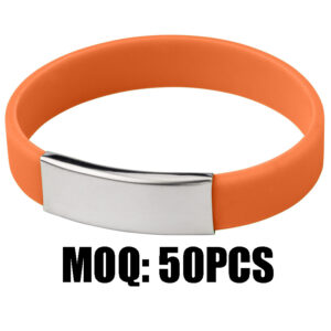 Custom Silicone Wristband with Stainless Steel Metal Plate
