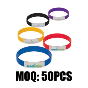 Custom Silicone Wristband with Stainless Steel Metal Plate