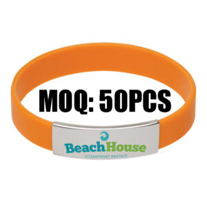 Custom Silicone Wristband with Stainless Steel Metal Plate