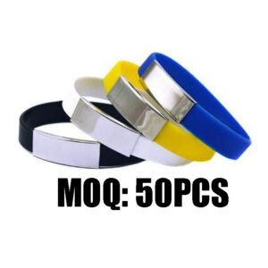 Custom Silicone Wristband with Stainless Steel Metal Plate