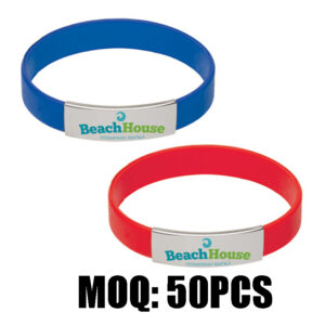 Custom Silicone Wristband with Stainless Steel Metal Plate