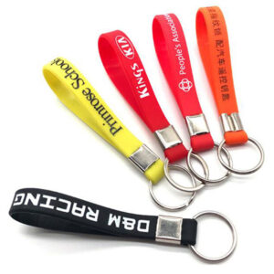 Custom Silicone Wristband Keychain with Metal Split Ring