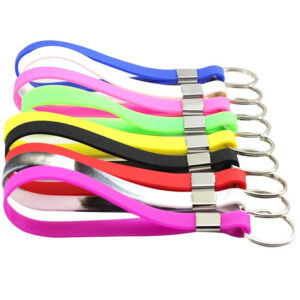 Custom Silicone Wristband Keychain with Metal Split Ring