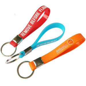 Custom Silicone Wristband Keychain with Metal Split Ring