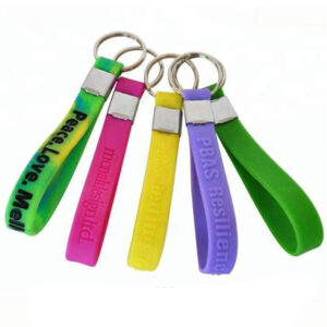Custom Silicone Wristband Keychain with Metal Split Ring