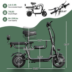 US11 PRO Passenger Electric Scooter – 500W Motor, 48V Battery, Foldable Handlebar, Front & Rear Passenger Seating