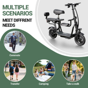 US11 PRO Passenger Electric Scooter – 500W Motor, 48V Battery, Foldable Handlebar, Front & Rear Passenger Seating
