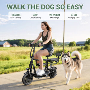 US11 PRO Passenger Electric Scooter – 500W Motor, 48V Battery, Foldable Handlebar, Front & Rear Passenger Seating